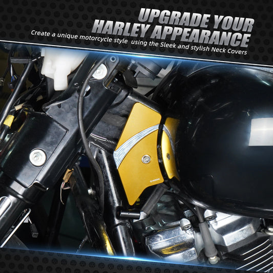 1 Pair Gold Aluminum Neck Covers for Harley Ultra Limited FLHTK (2017-2022)