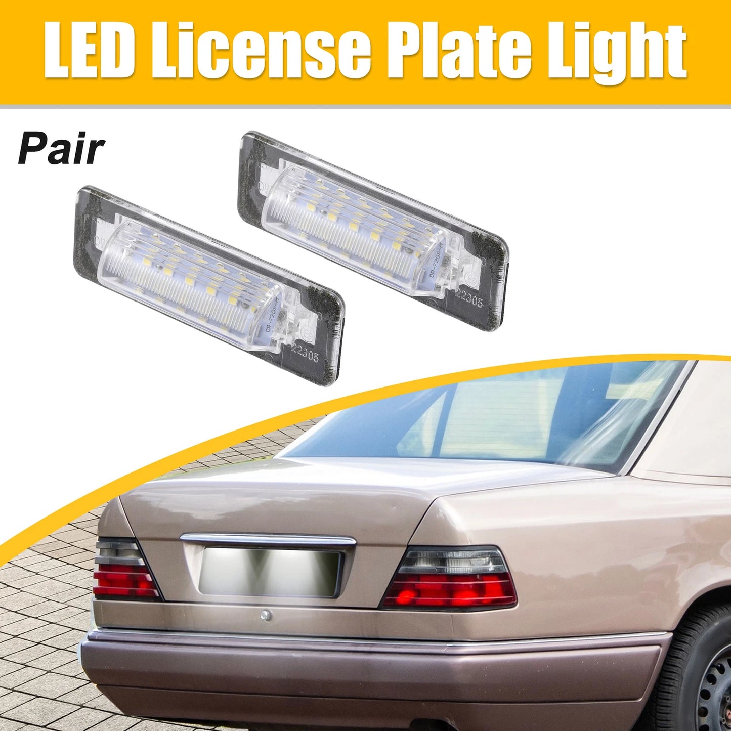 1 Pair LED License Plate Light for Mercedes-Benz E-Class (1996–2002)