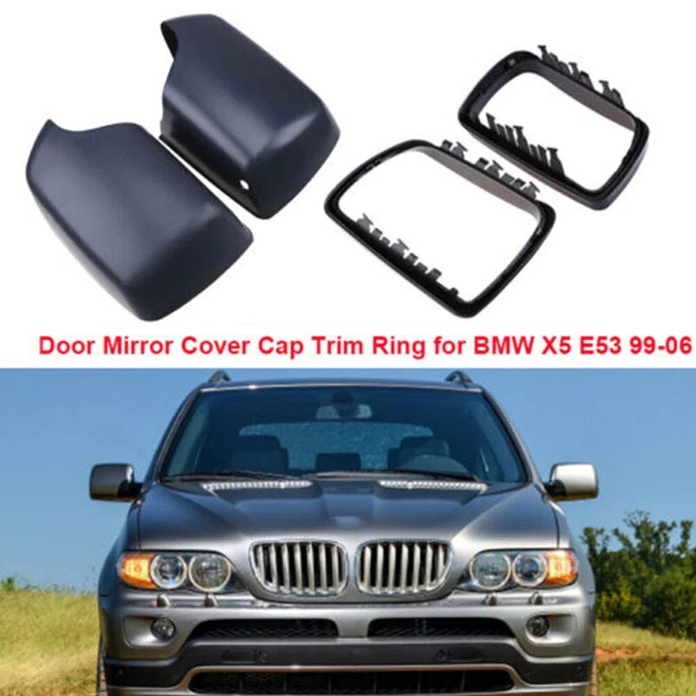 4 x Wing Door Mirror Cover Casing with LED Hole Parts for BMW X5 (2000–2006)