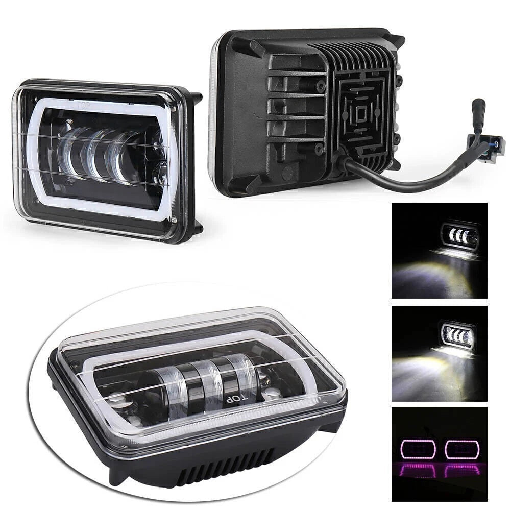 4x 6" H4 RGB Headlights for Ford Chevrolet Silverado