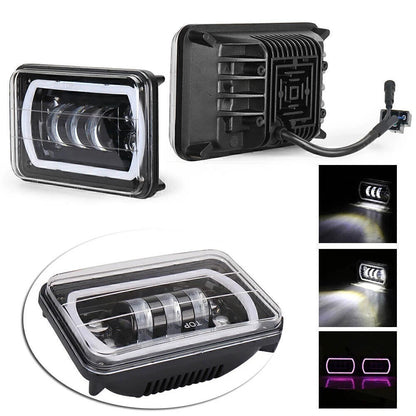 4x 6" H4 RGB Headlights for Ford Chevrolet Silverado