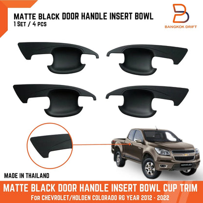 Matte Black Door Handle Insert Bowl Trim for Holden Colorado Ute (2012-2022)