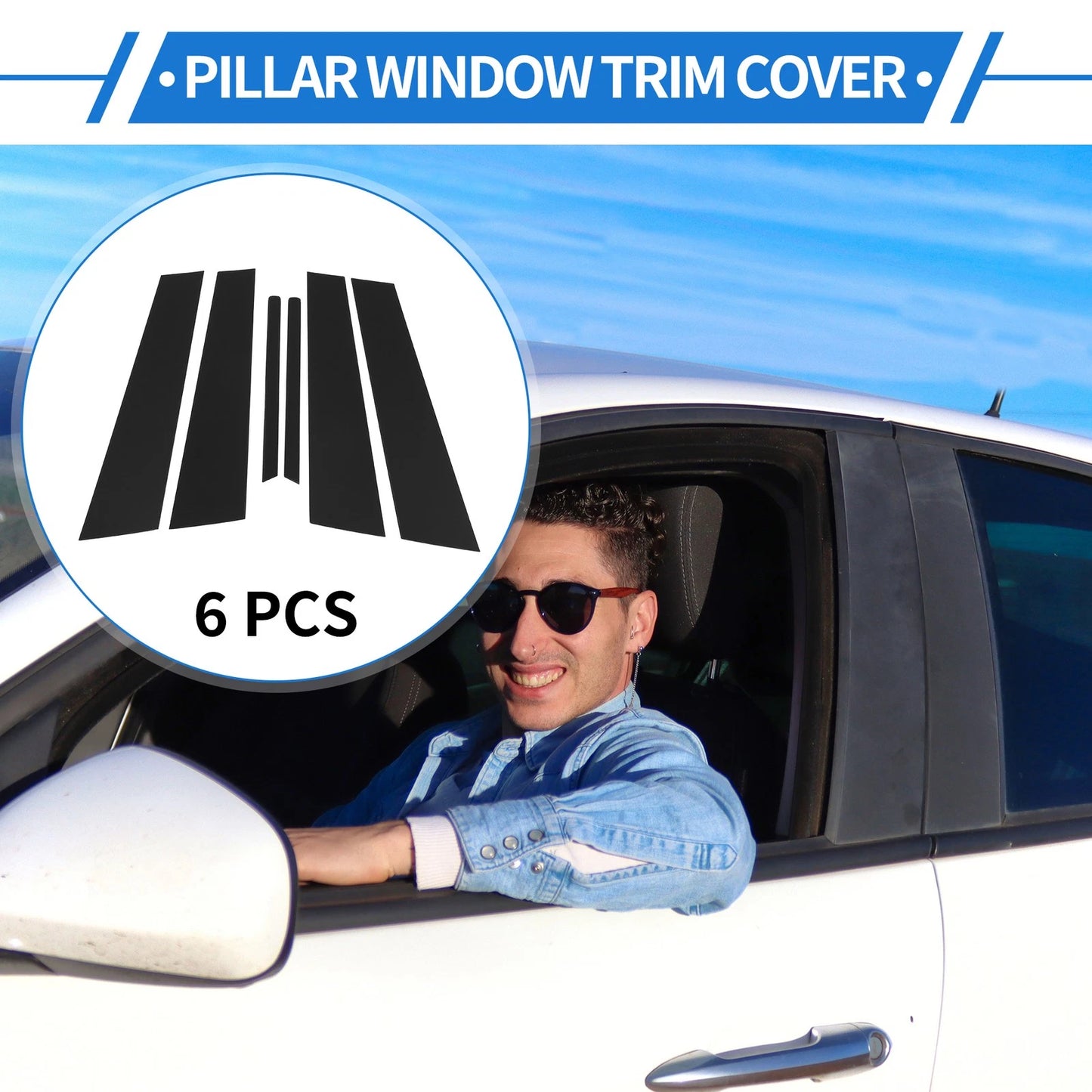 6 Pcs Door Pillar Window Trim for Kia Optima (2011–2015) Black