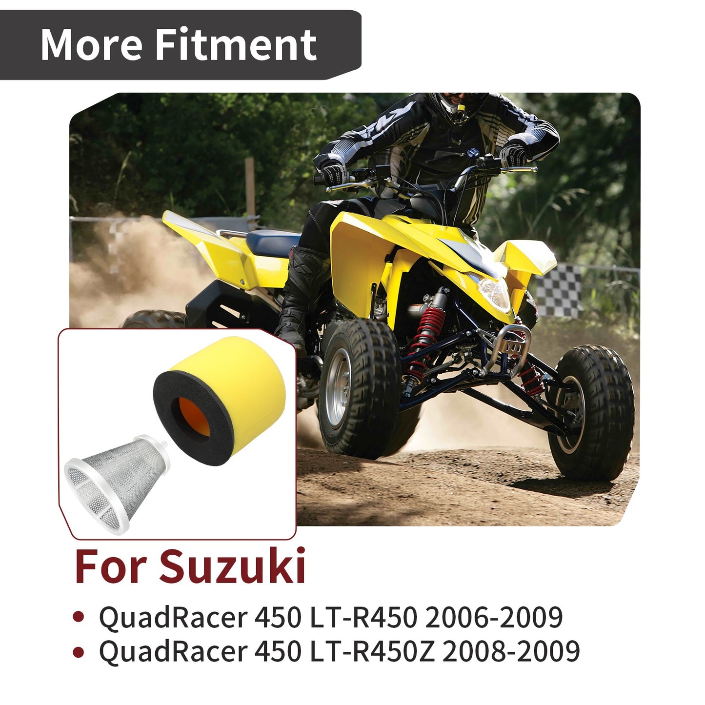 Air Filter with Holder for Suzuki QuadRacer 450 LT-R450 LT-R450Z (2006–2009)