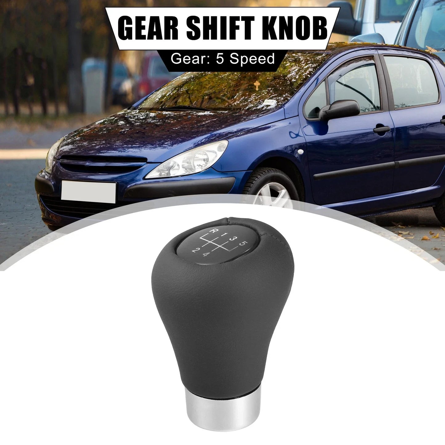 5-Speed Gear Shift Knob for BMW 1/3/5/6 Series - Black/Silver Tone