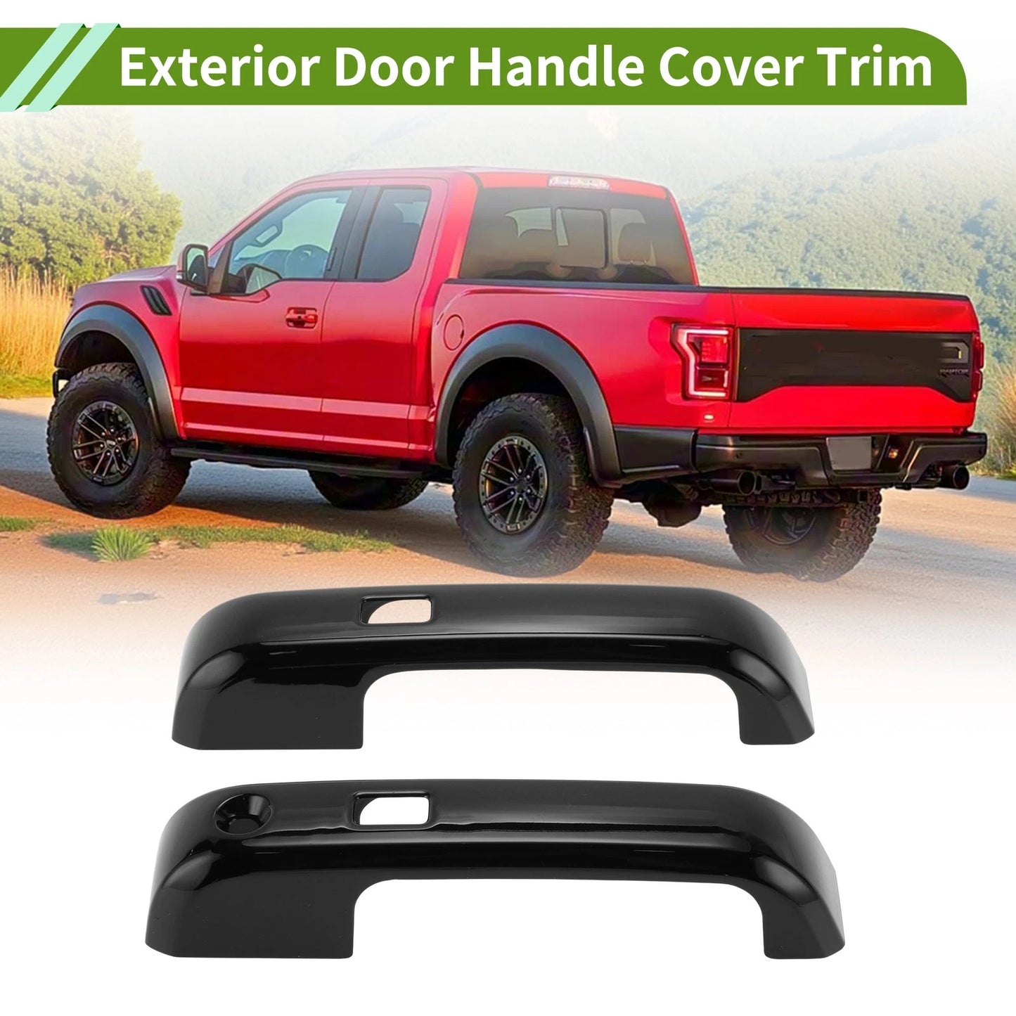 Exterior Door Handle Cover Trim for Ford F150 (2015–2023) Glossy Black
