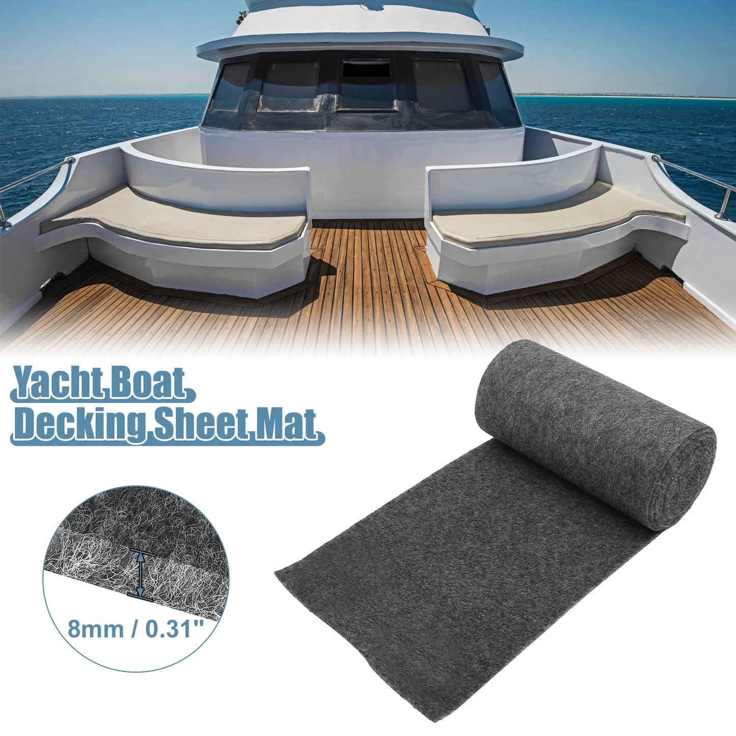Boat Carpet Pad Decking Sheet Mat for Boat Trailers (157"x12"x0.31", Dark Gray)