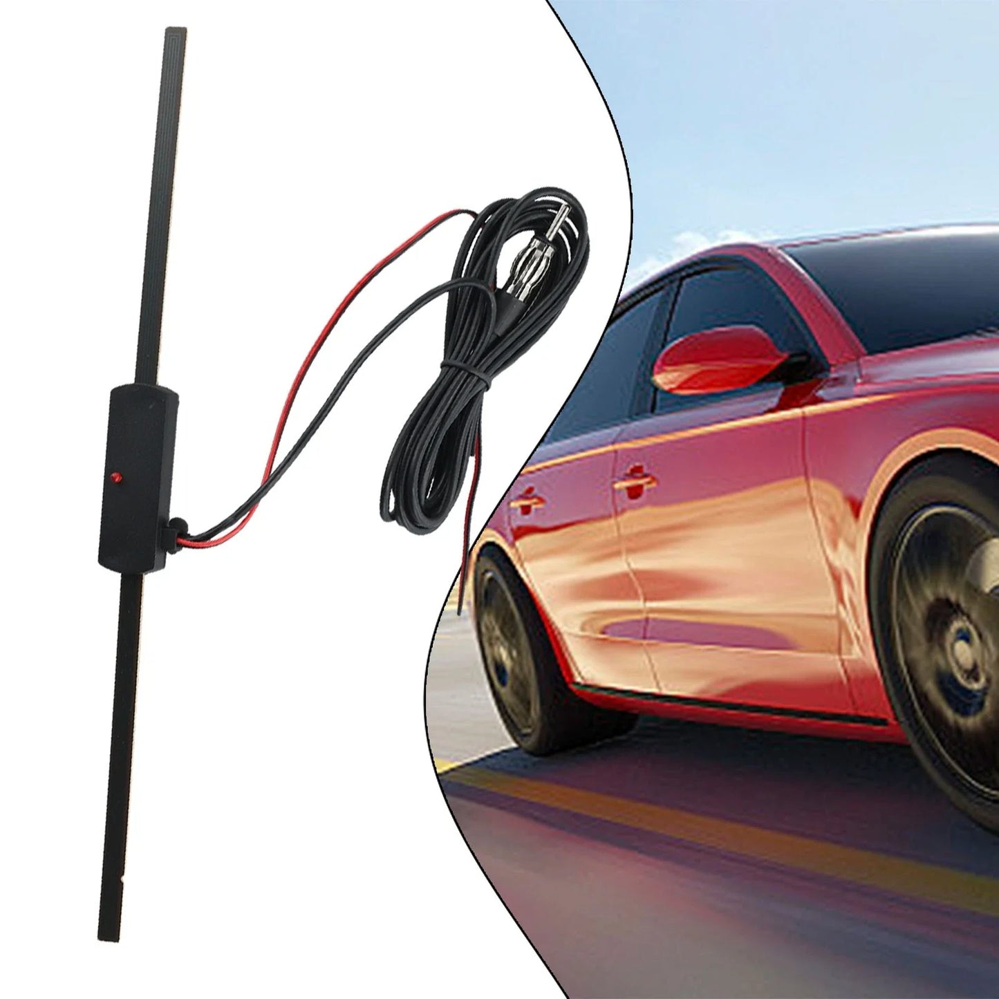 Antenna Signal Booster W/ 7-ft Cables for Windshield AM/FM Radio