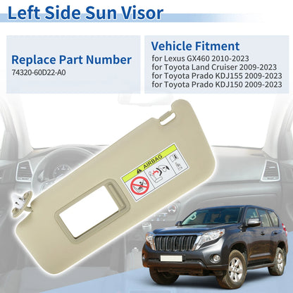 Left Side Sun Visor for Lexus GX460 (2010–2023) No. 74320-60D22-A0 Beige