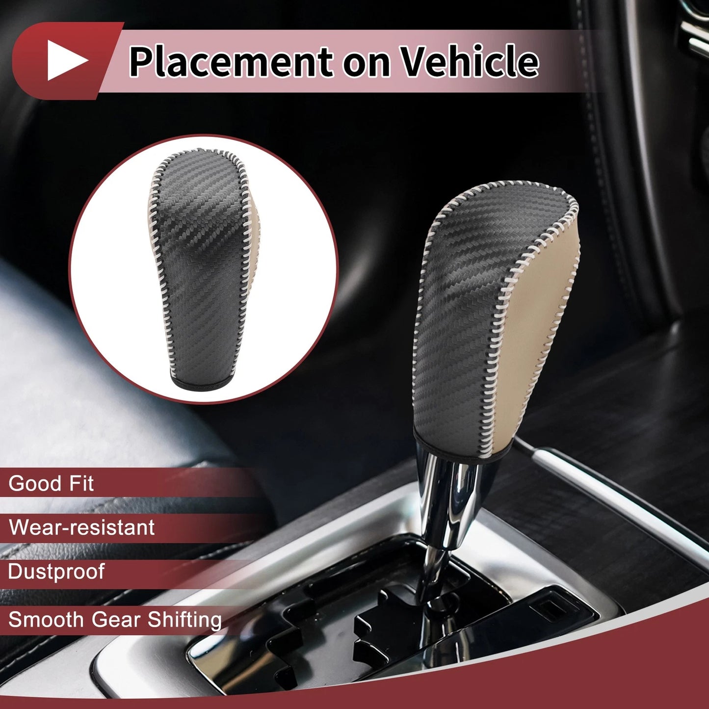 Gear Shift Knob Cover for Ford Fiesta (2009–2012) Black Beige