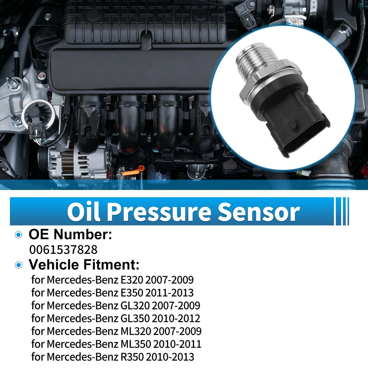 1 pcs Engine Oil Pressure Sensor No.0061537828 for Mercedes-Benz E320 (2007–2009)