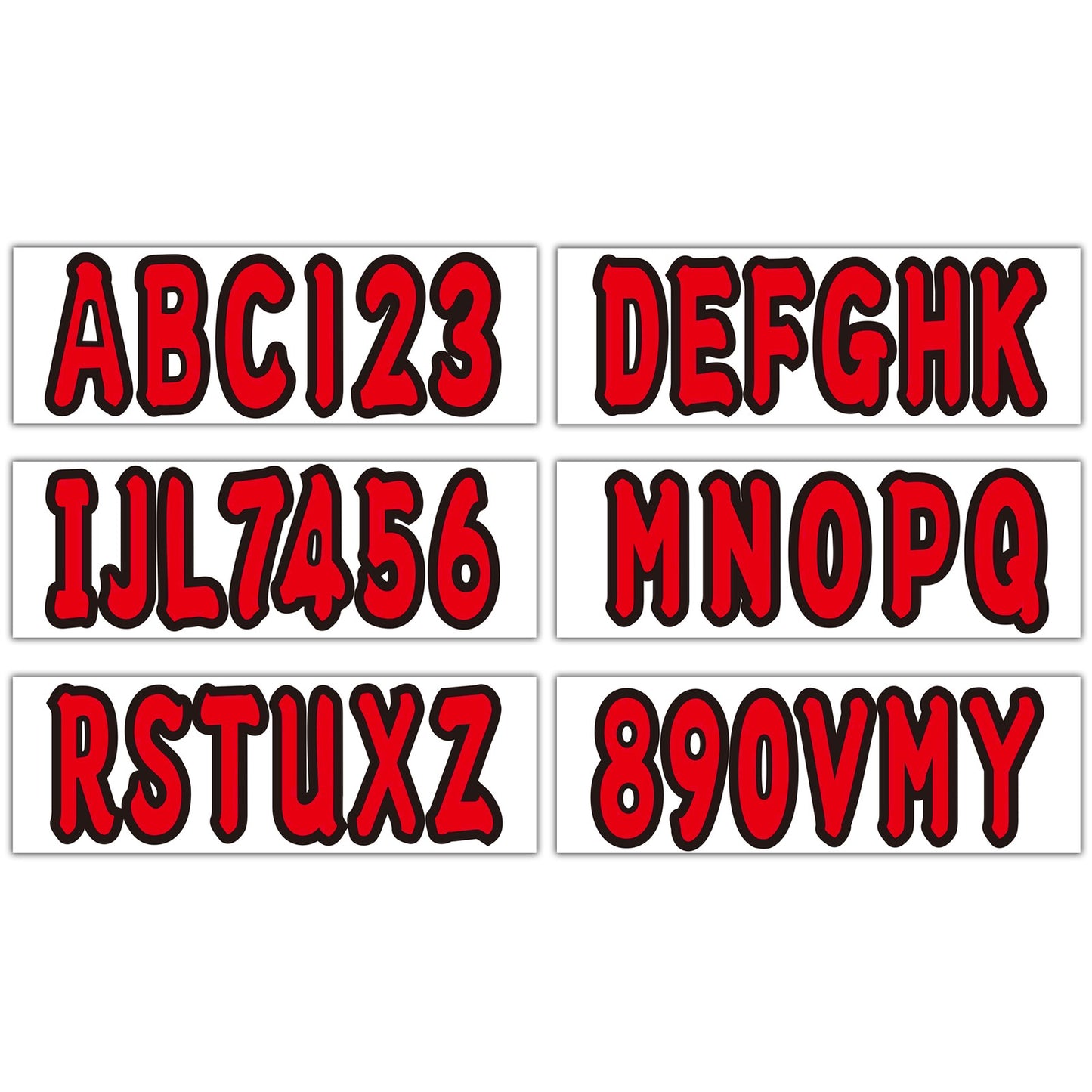Set of 4 Red Marine Boat Decals A-Z & 0-9 Numbers (Compatible with Various Models)