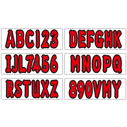 Set of 4 Red Marine Boat Decals A-Z & 0-9 Numbers (Compatible with Various Models)