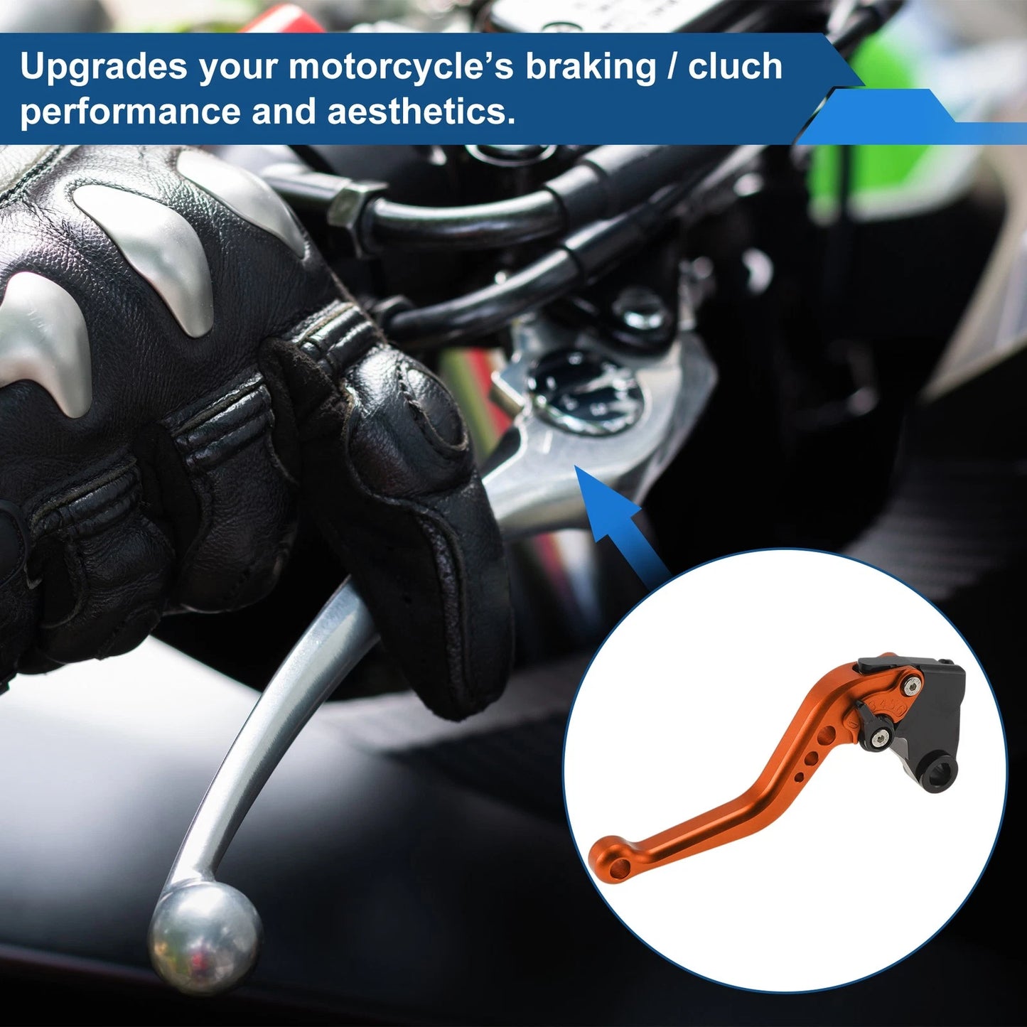 Adjustable Short Brake Clutch Levers for Kawasaki Z750 (2007–2012) - Solid Orange