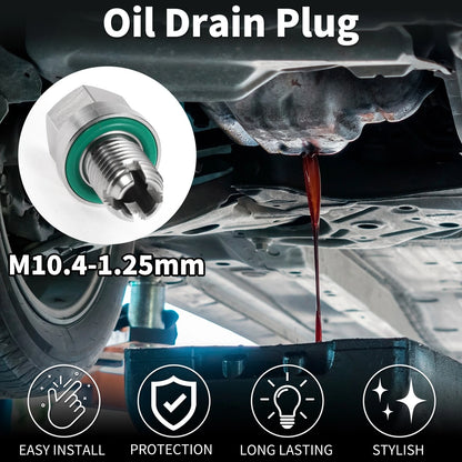 Set of 1 M10.4-1.25mm Copper Oil Drain Plug with Gasket for Car Motorcycle