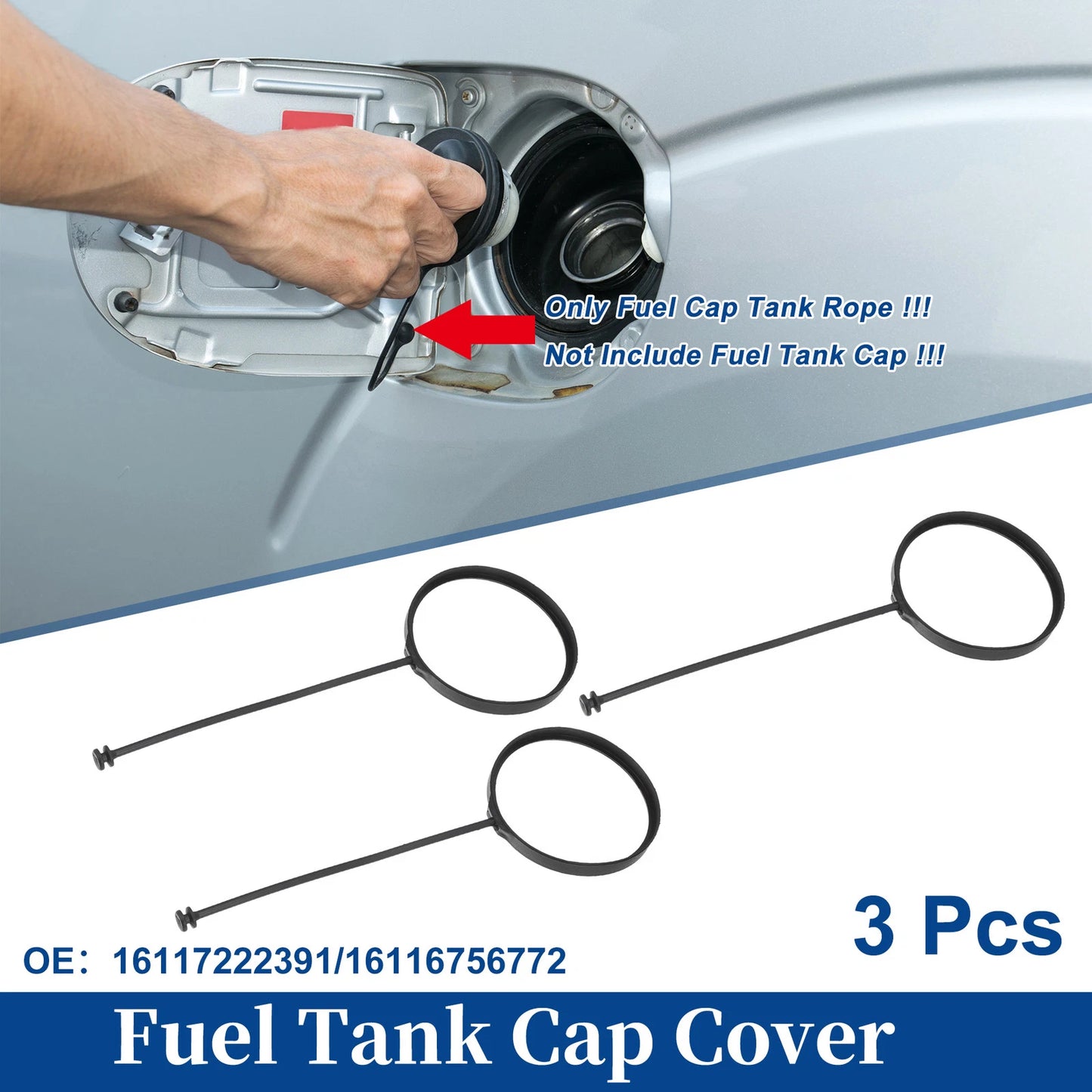 3X Fuel Tank Cap Tether Rope for BMW X6 (2008–2018) No. 16117222391