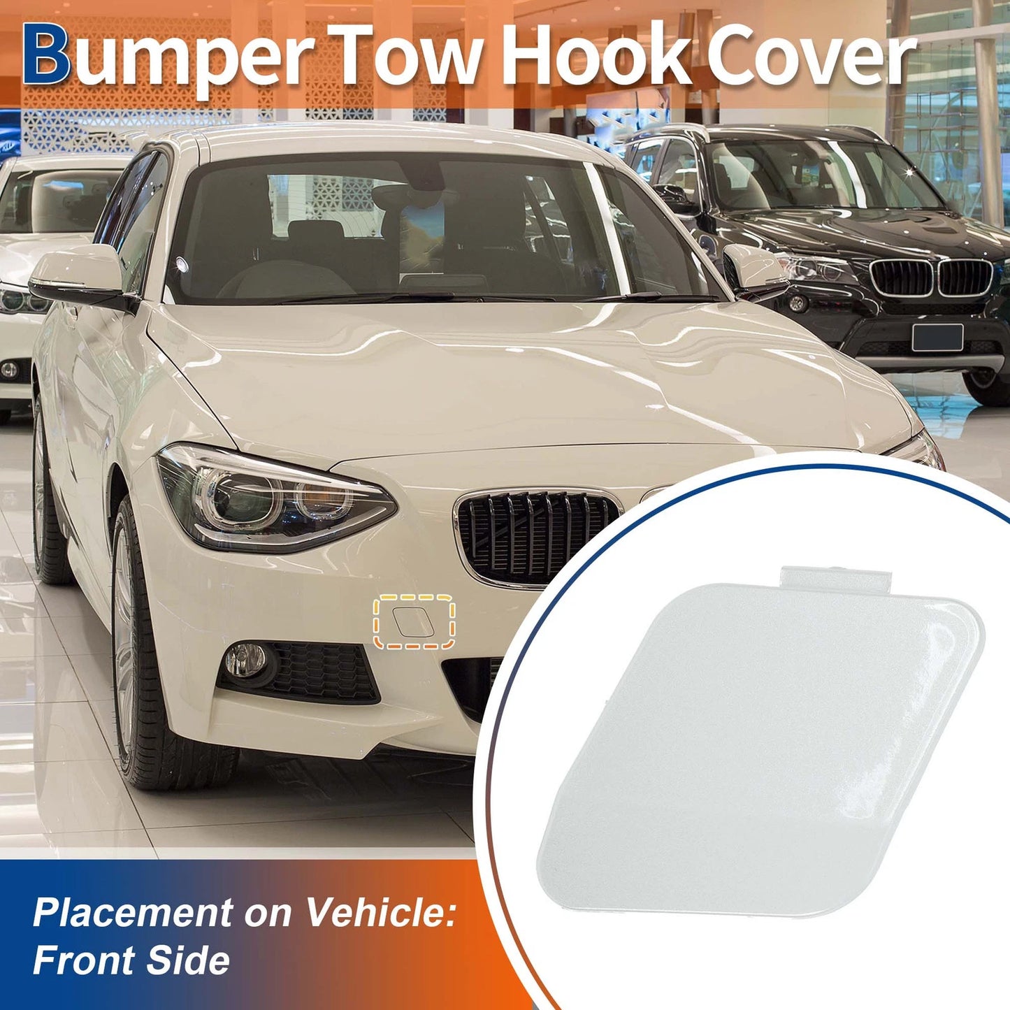 Front Tow Hook Cover for BMW 114i (2012–2014) No. 51118053828 Mineral White