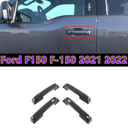 4Pcs / Carbon Fiber Side Door Handle Cover Trim Set for Ford F150 F-150 (2021–2022)