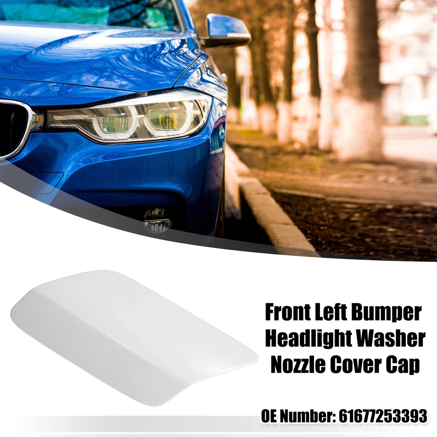 Front Left Bumper Headlight Washer Nozzle Cover Cap for BMW E92 E93 White