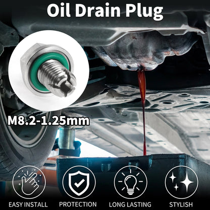 Set of 1 M8.2-1.25mm Copper Oil Drain Plug with Gasket for Car Motorcycle