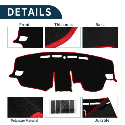 Dashboard Cover Mat for Toyota RAV4 (2019–2024) with Sticker Black Red