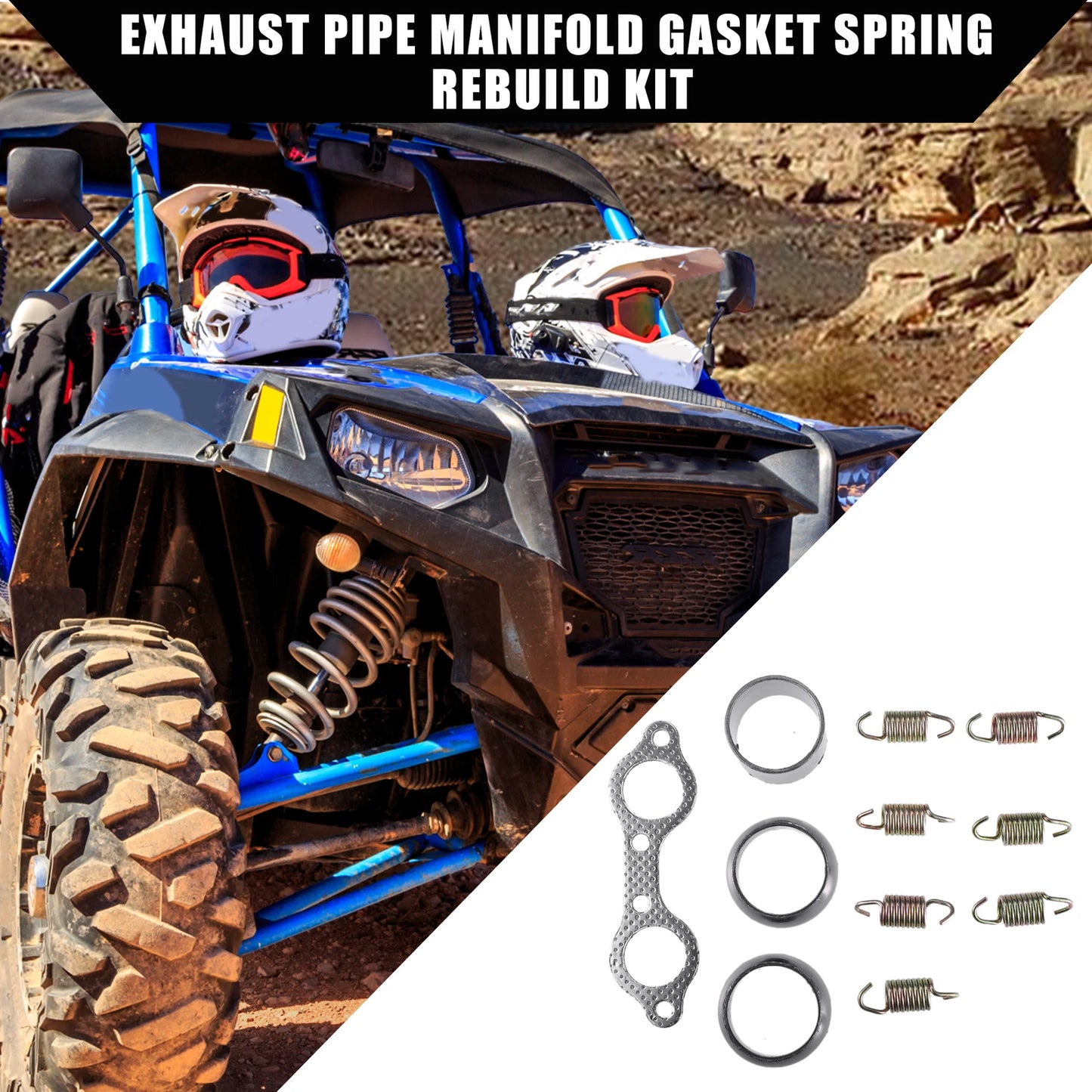 Exhaust Muffler Pipe Manifold Gasket Spring Rebuild Kit for Polaris RZR (2008–2023)