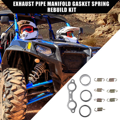 Exhaust Muffler Pipe Manifold Gasket Spring Rebuild Kit for Polaris RZR (2008–2023)