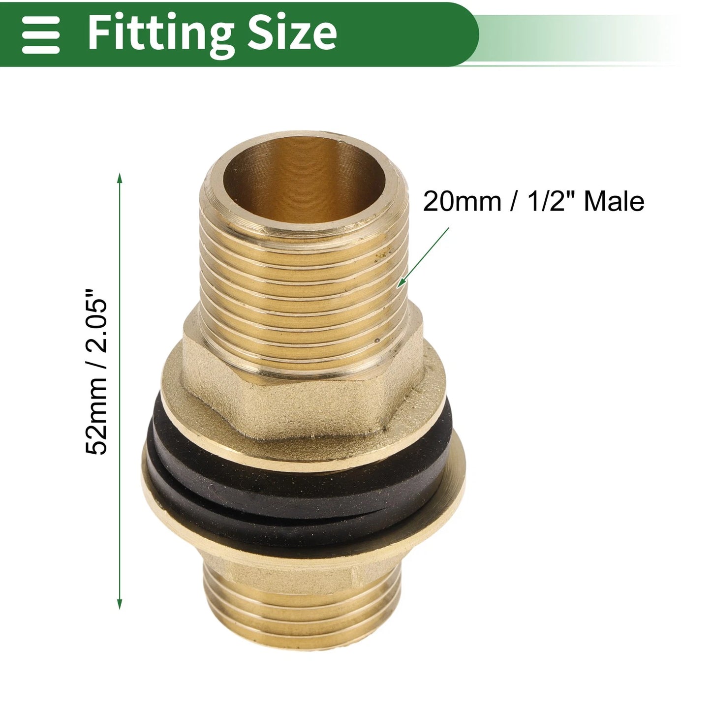 Brass Pipe Fittings 1/2" Male Double External Thread Connector Set of 2