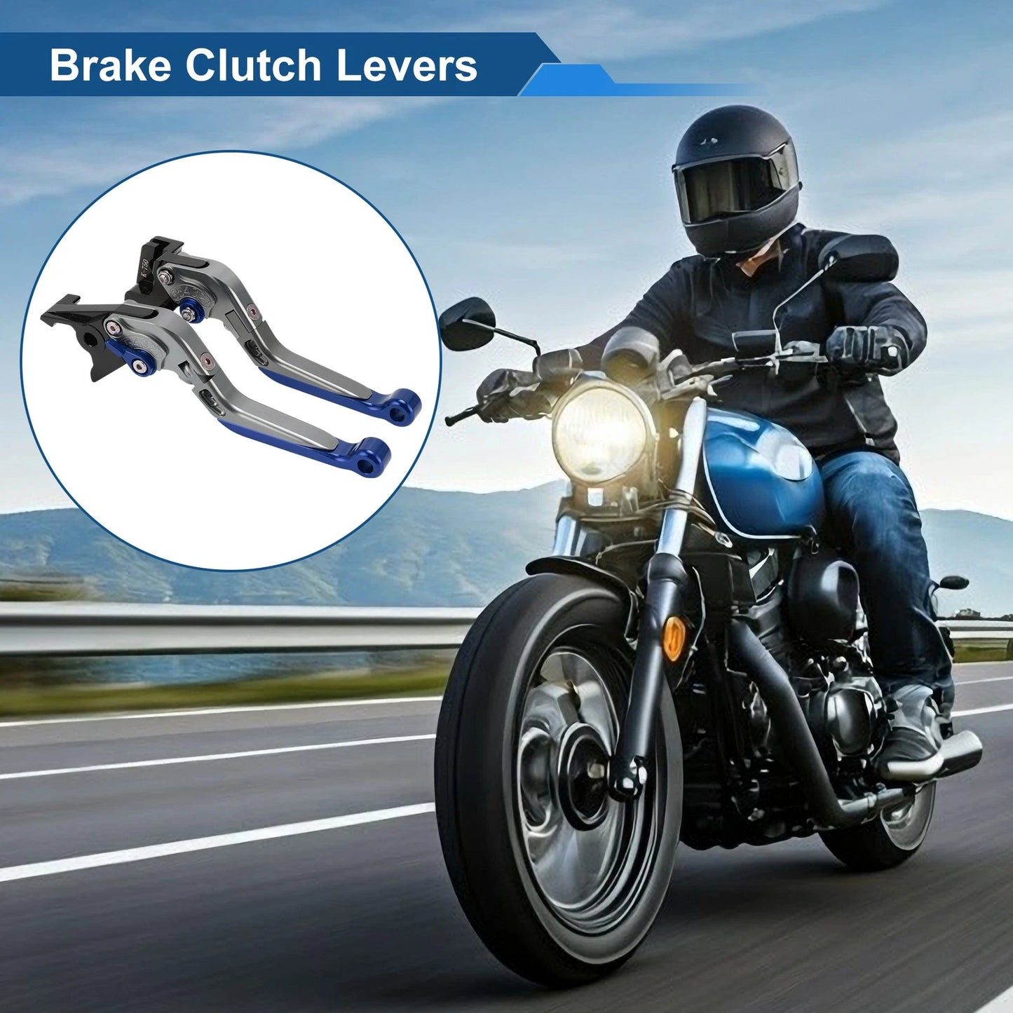 Adjustable Brake Clutch Lever for Kawasaki Vulcan S 650 (2015–2023) Titanium Blue