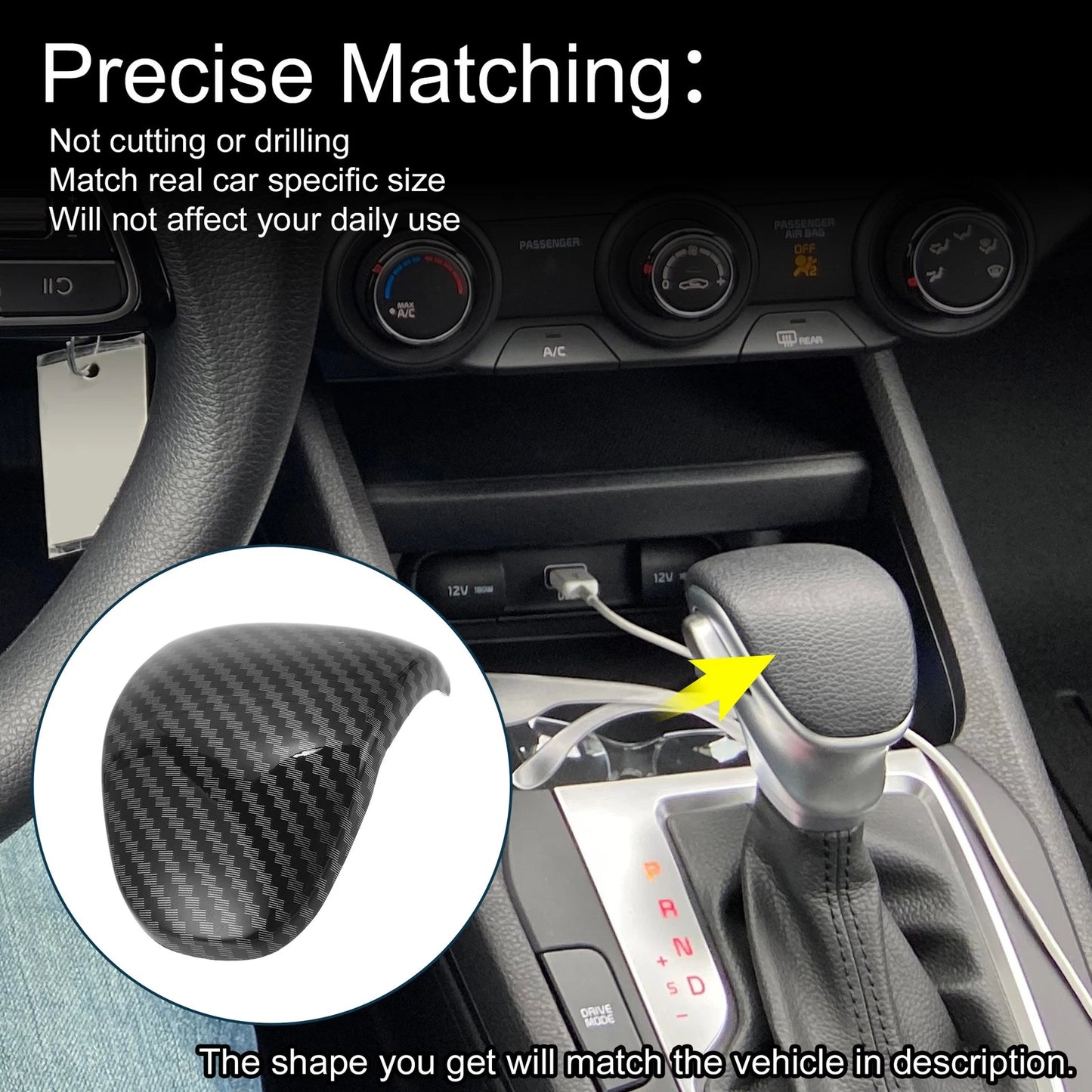 ABS Gear Shift Knob Cover Sticker for Kia Forte, Ceed, Seltos (2019–2024)