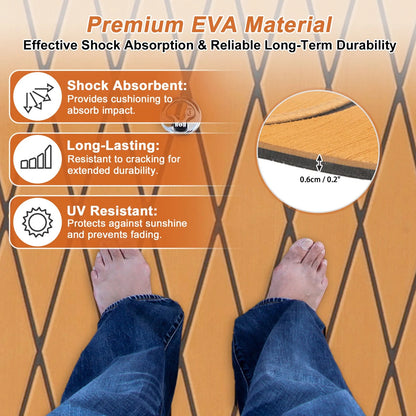 EVA Boat Flooring Strip 96" L x 24" W Brown with Black Line