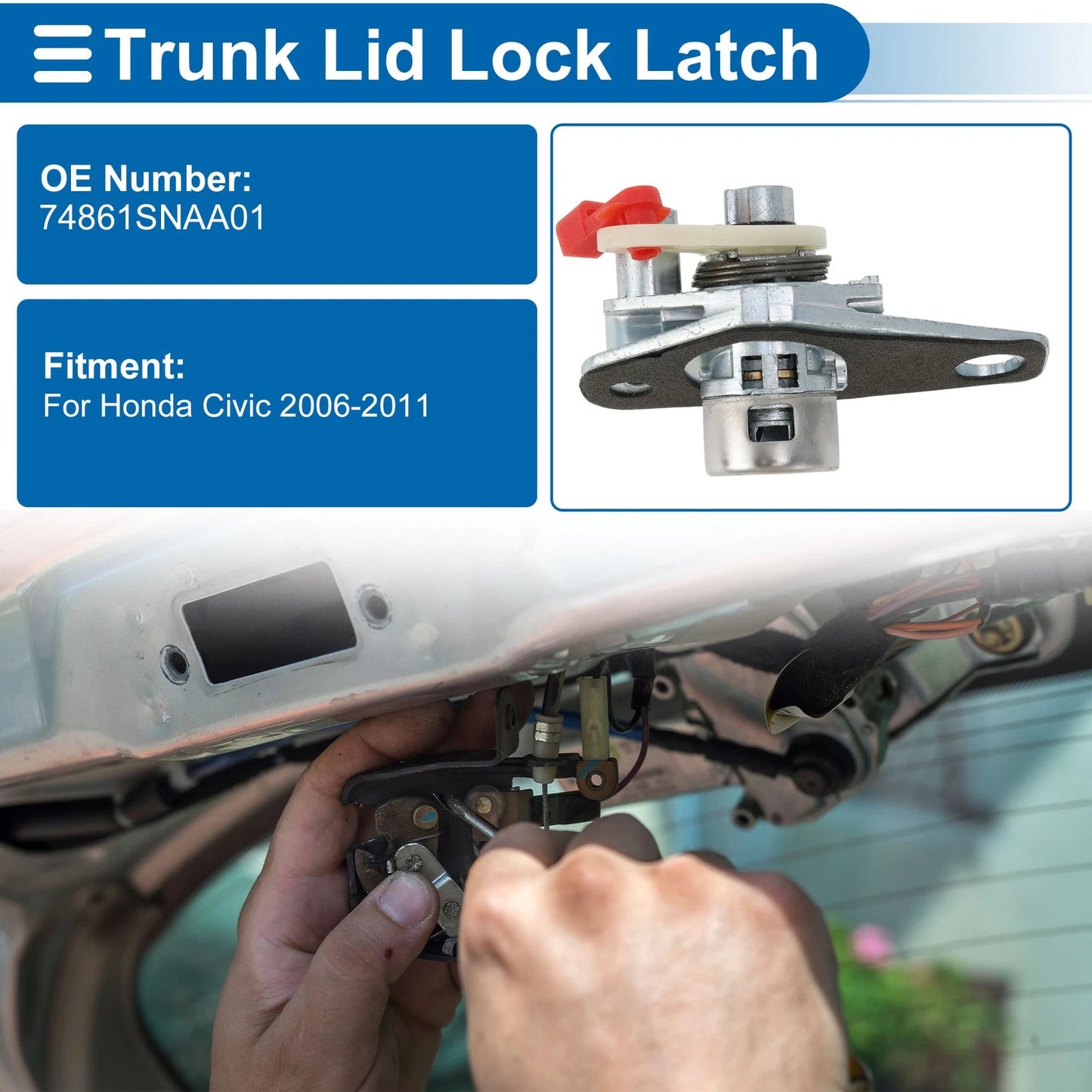 Trunk Lock Cylinder Set with 2 Keys for Honda Civic
