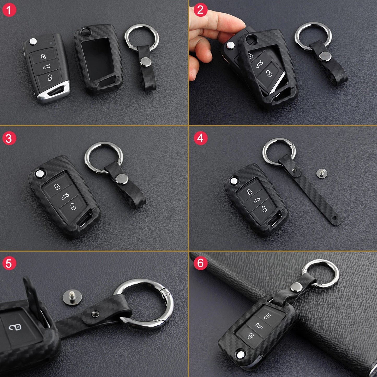Silicone Leather Key Case Cover for VW Golf MK7 (2013–2020)