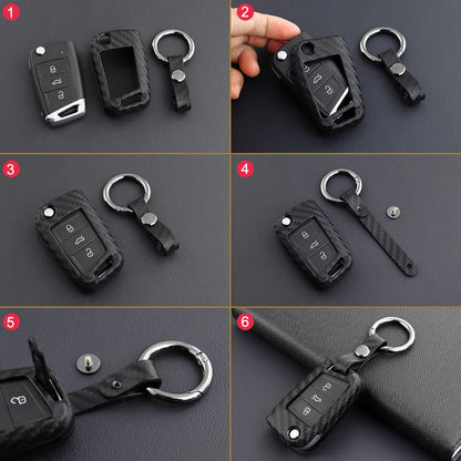 Silicone Leather Key Case Cover for VW Golf MK7 (2013–2020)