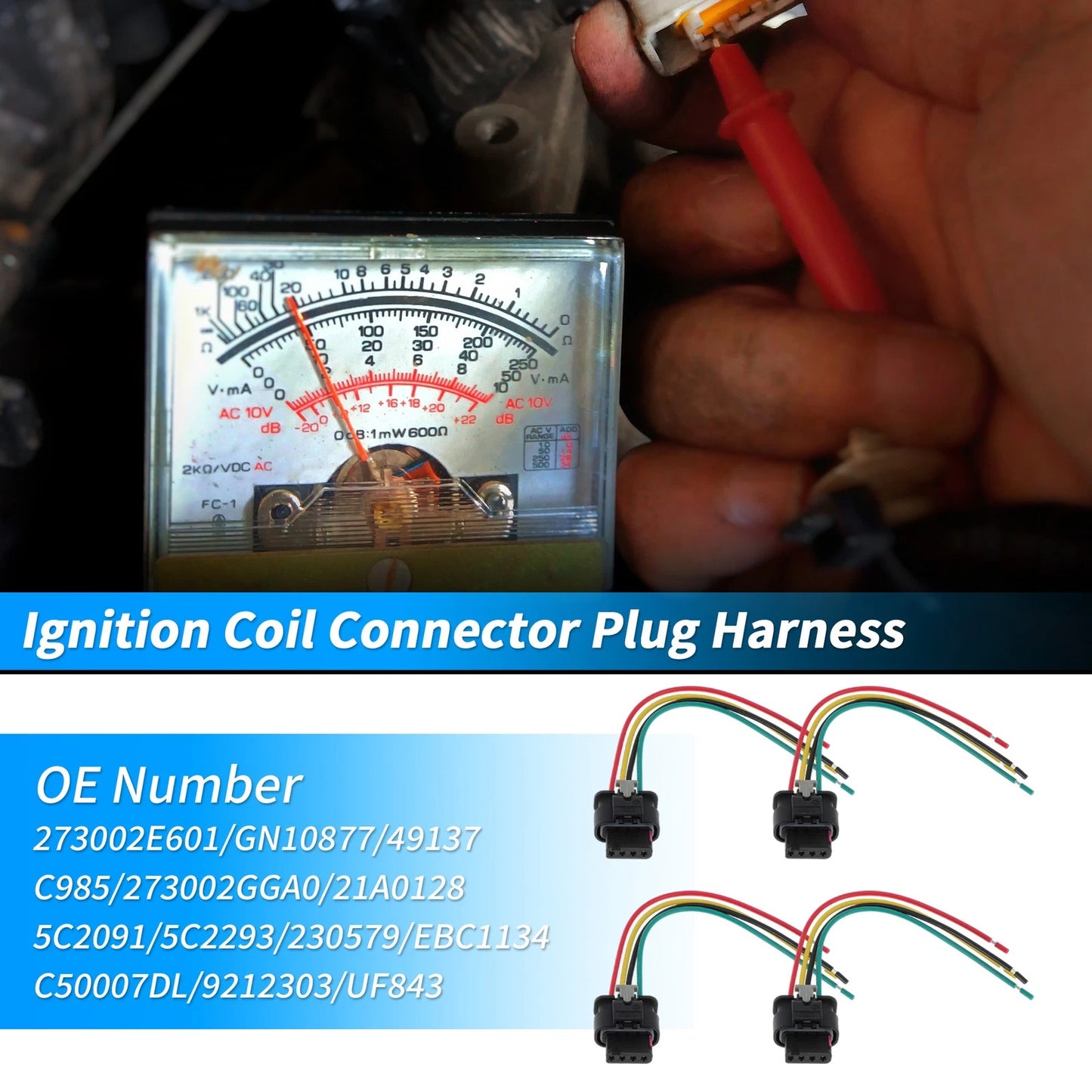 4Pcs Ignition Coil Connector Plug Harness for Genesis G70 (2020–2023) No. 273002E601