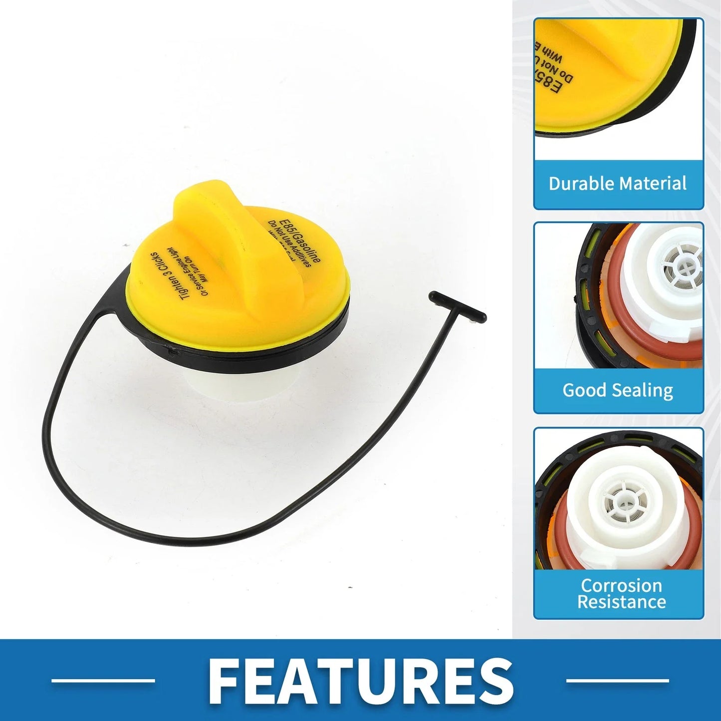 Gas Fuel Filler Cap for GMC Sierra 1500 (2014-2023) - Black, White, Yellow