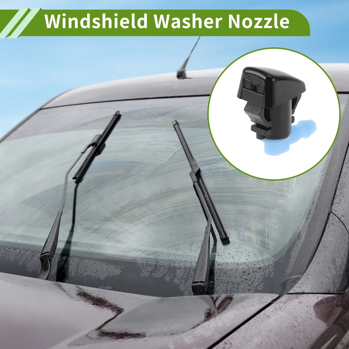 Set of 1 Windshield Washer Nozzle w/ Hose Connector for Jeep (No. 55372143AB/15247800)