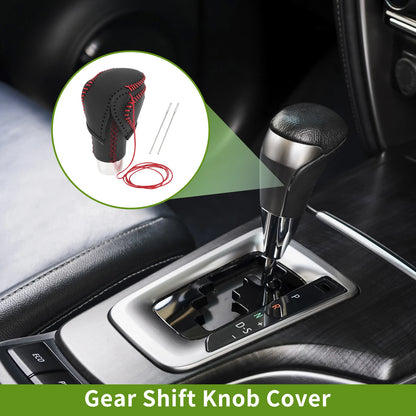1 Pc Gear Shift Knob Cover for Toyota CH-R (2018–2022) Black Red Faux Leather