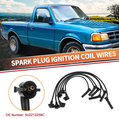 6 Pcs Spark Plug Wire Ignition Coil Cable No.5U2Z12259C for Ford Explorer (2001–2005)