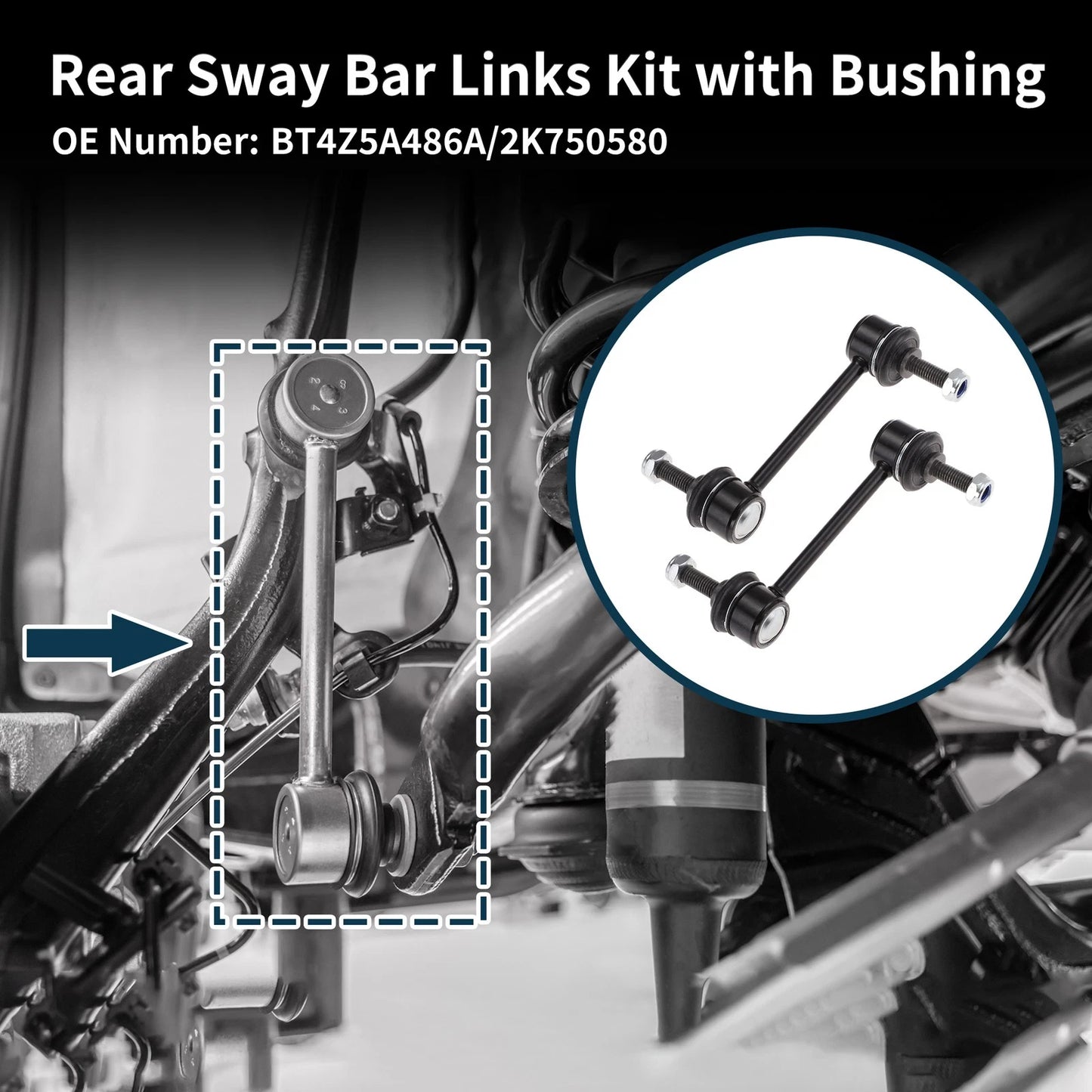 Set of 2 Rear Stabilizer Link Bushings for Ford Edge (2011–2014) No.BT4Z5A486A