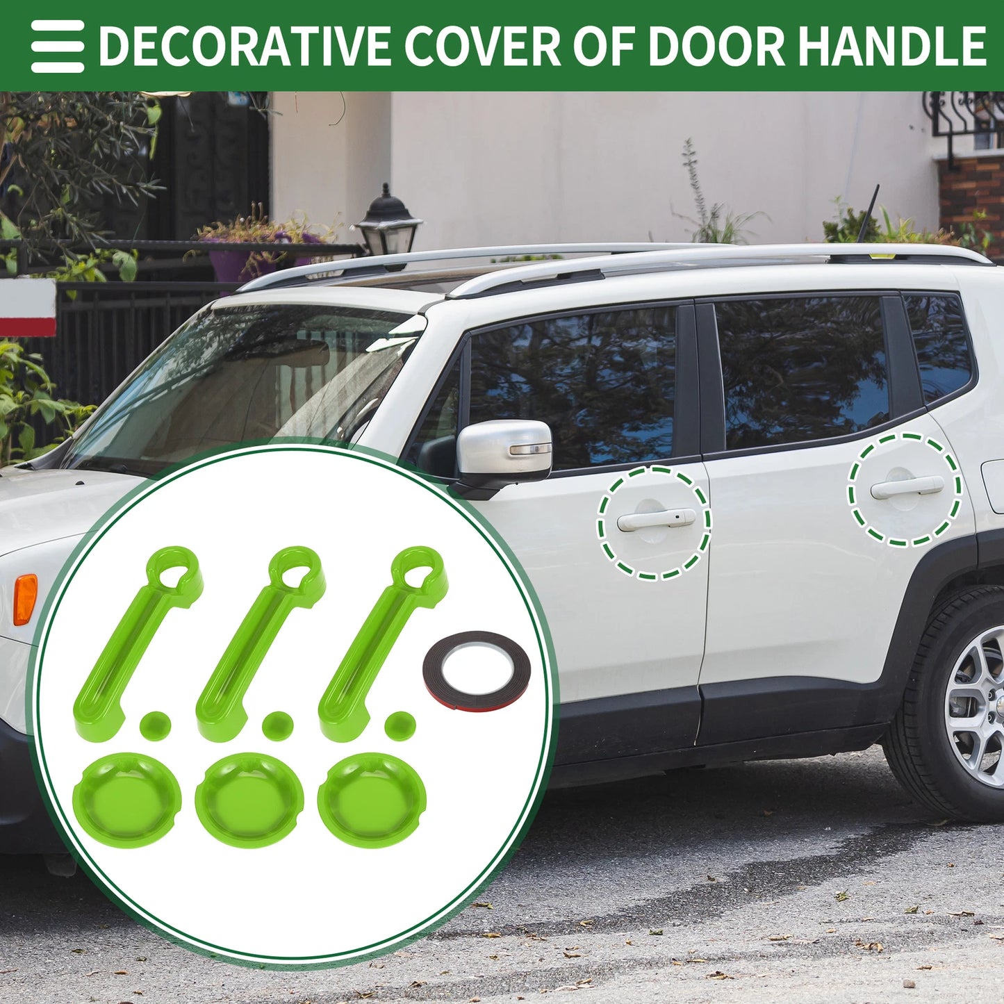 Set of 2 Exterior Door Handle Covers for Jeep Wrangler JK (2007–2017) ABS Green