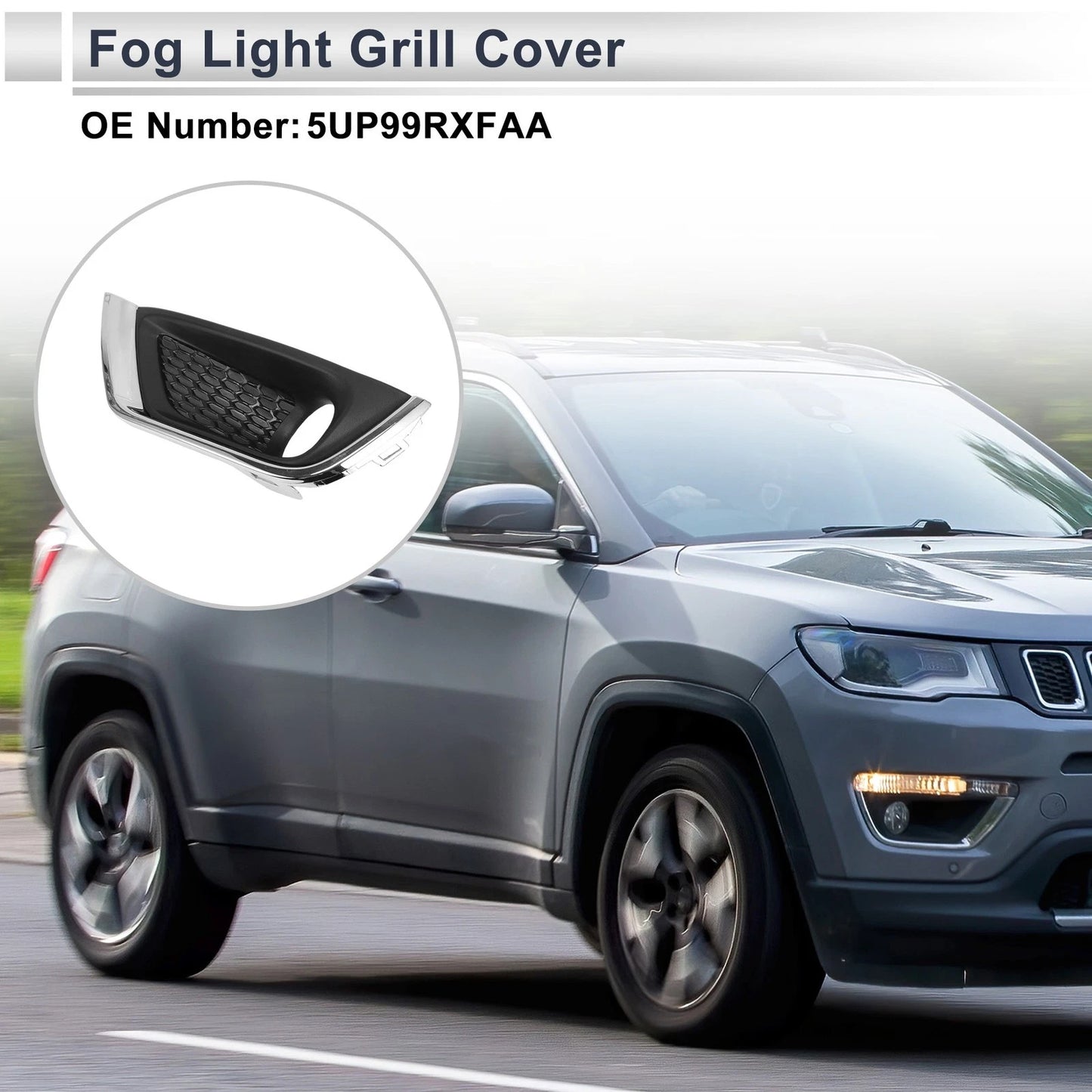 1 Pc Front Left Fog Light Grill for Jeep Compass (2017-2019)