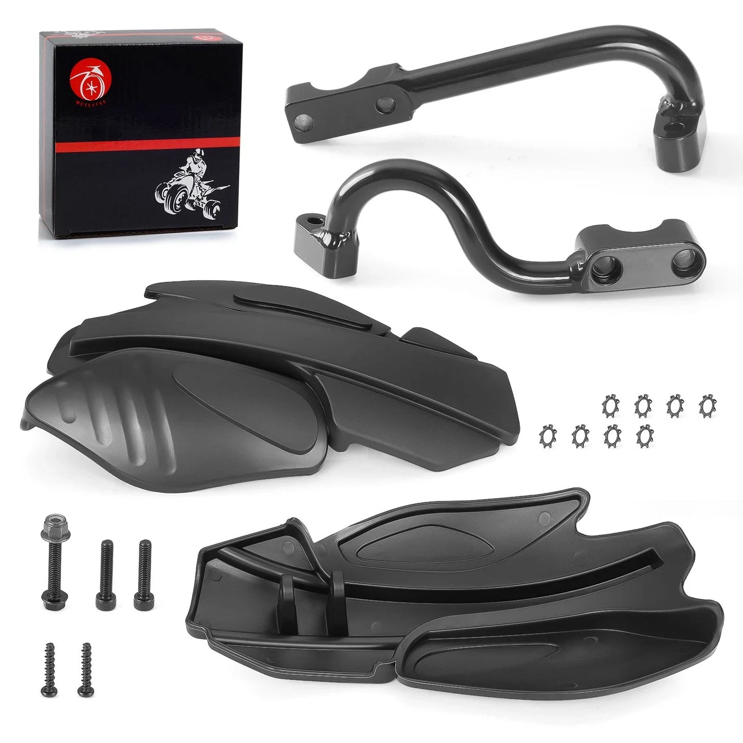 2 x Hand Guards & Bracket Mount Kit for Polaris Sportsman 850 Black (2015–2024)