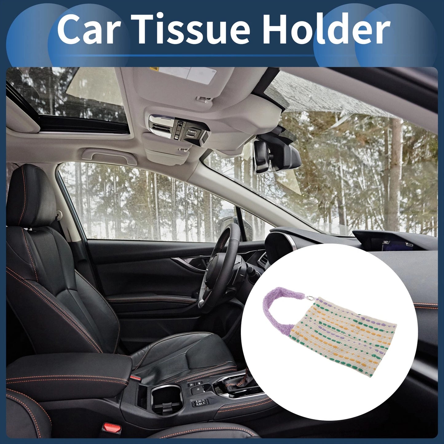 Tissue Holder for Car - Jacquard Color Woven Light Board (10.24"x6.69"x1.18") Purple