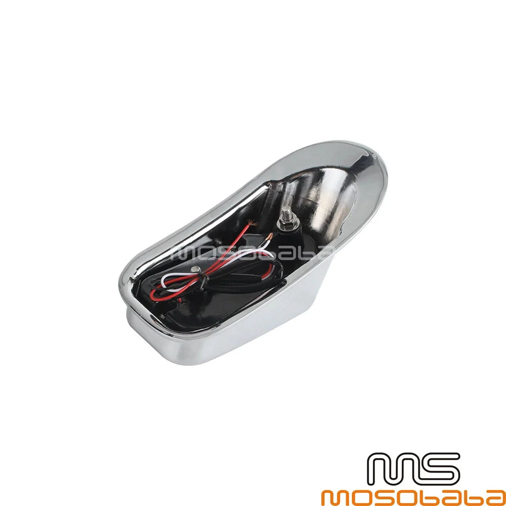 Chrome Red LED Tombstone Brake Tail Light for Harley Cafe Racer Chopper