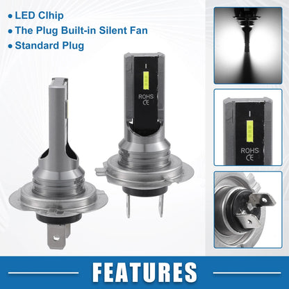 Set of 2 H7 LED Fog Light Bulbs for Auto Car (CSP Chips)