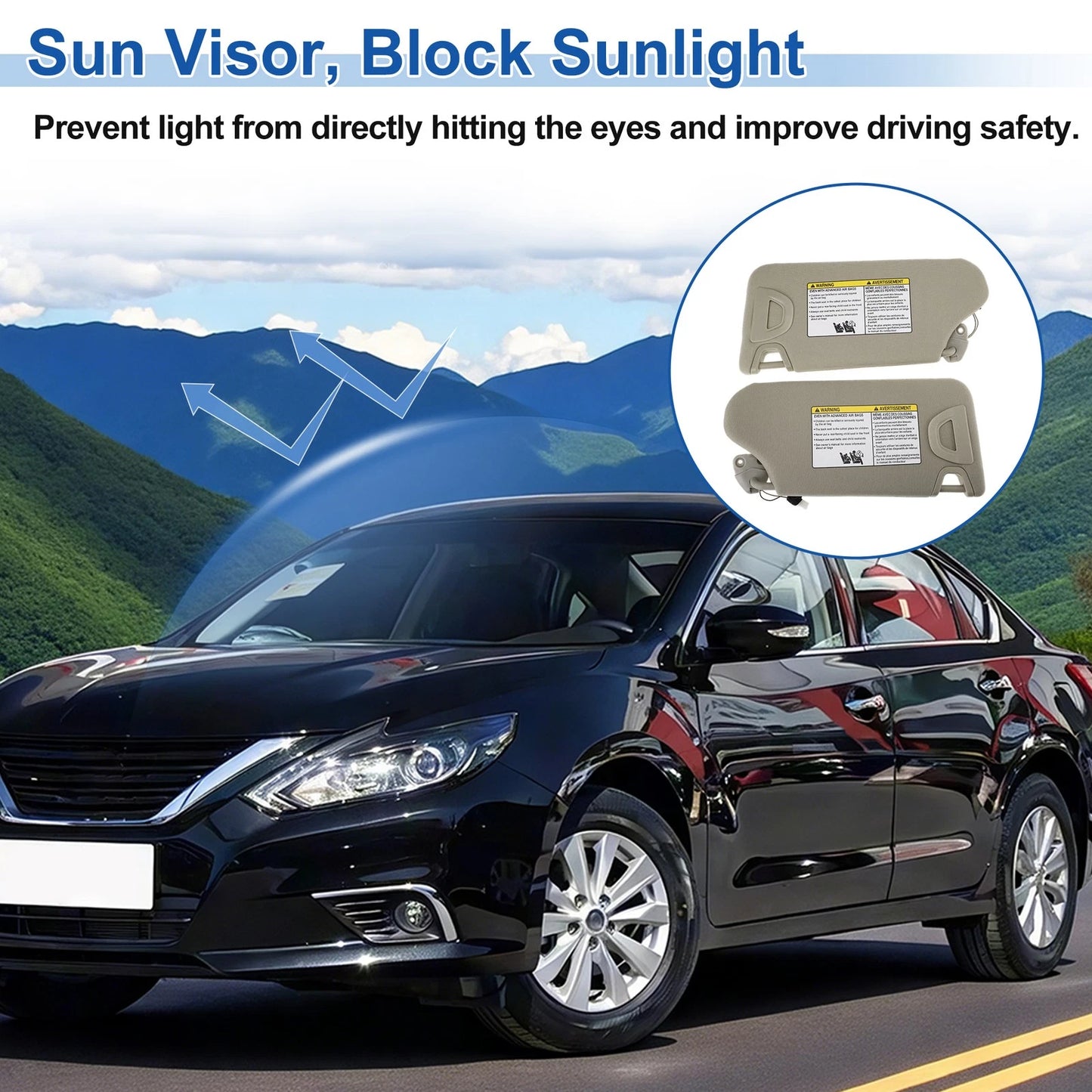 Set of 2 Sun Visors for Nissan Altima (2013–2018) No. 96401-3TA2A Beige