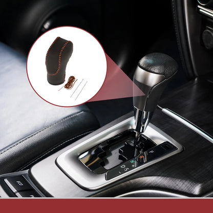 1Pc Gear Shift Knob Cover for Ford Fusion (2013–2016) Black Brown Faux Leather