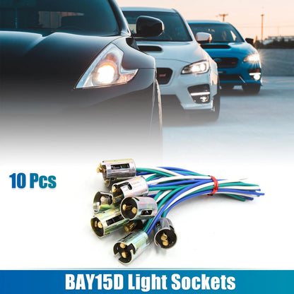 10pcs BAY15D LED Light Bulb Socket Holder for Various Vehicles