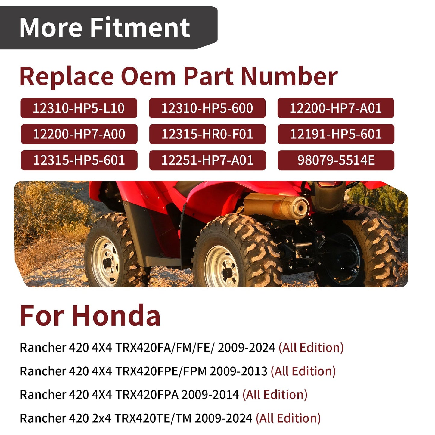 Cylinder Head & Cover Rebuild Kit for Honda Rancher 420 TRX420 (2009–2024)